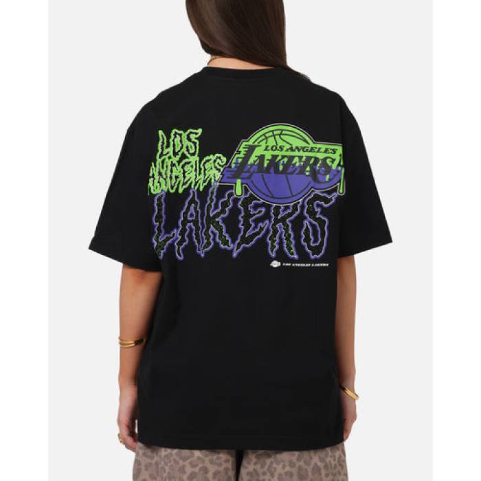 ニュー内鰓 New Era 【 Los Angeles Lakers Drip T-Shirt Womens Black 】 Lakers レイカーズ プルオーバー レディース 黒いこと 黒いこと