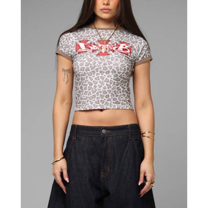Loiter 【 Holy Fire Crop T-Shirt Womens Leopard 】 火の手 Crop クロップ プルオーバー レディース ヒョウ柄 レオパード