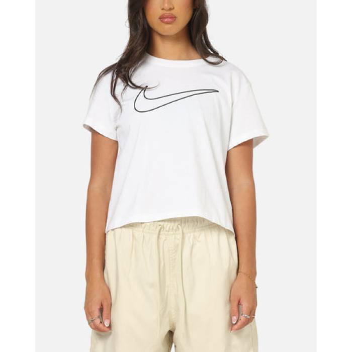 ナイキ Nike 【 Sportswear Club Graphic T-Shirt Womens White/Black 】 クラブ グラフィック Tシャツ レディース 白色 ホワイト 黒色 ブラック