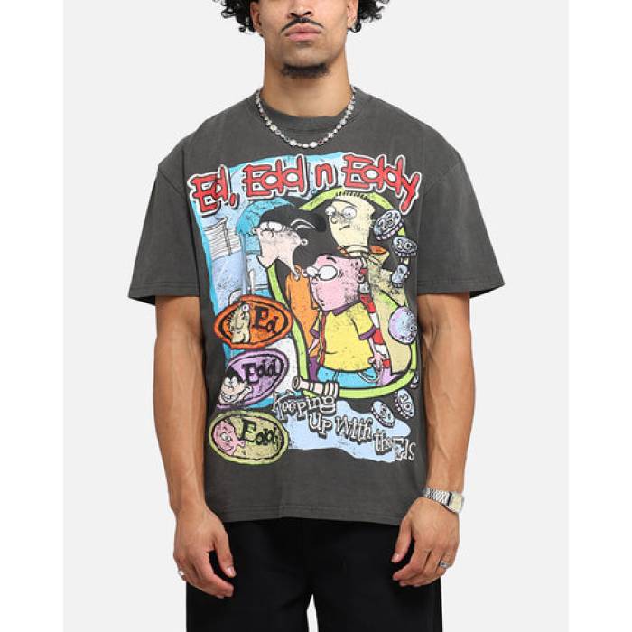 American Thrift 【 X Cartoon Network Ed Edd N Eddy Heavy T-Shirt Mens Black Wash 】 プルオーバー メンズ 黒いこと 黒いこと