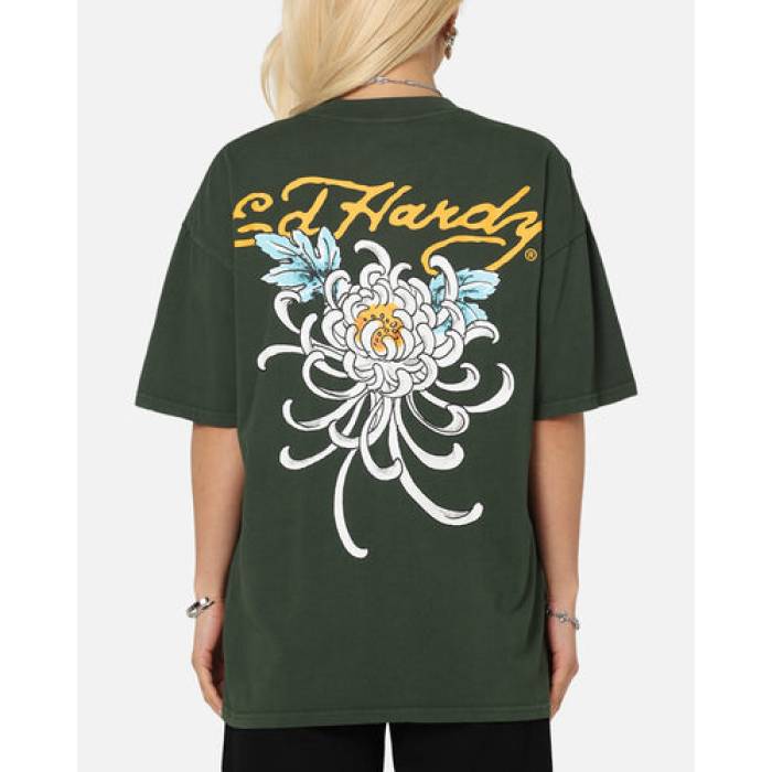 エドハーディー Ed Hardy 【 Golden Bloom T-Shirt Womens Pine Green 】 Tシャツ レディース green 緑・グリーン