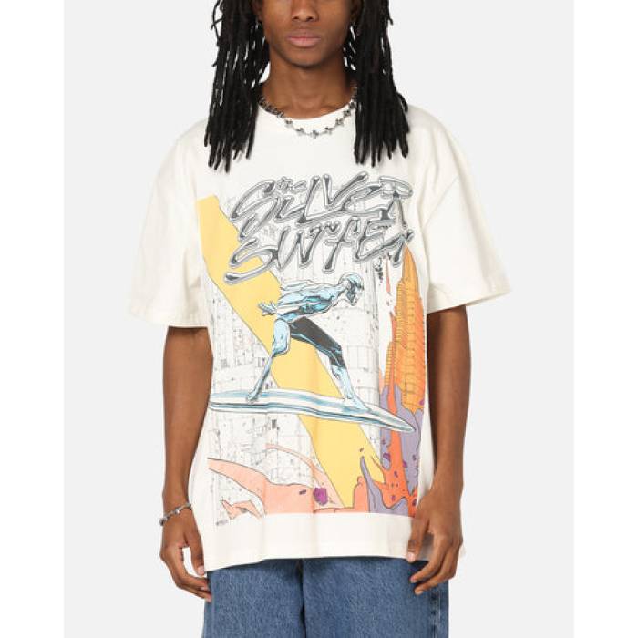 73Studio 【 Marvel Fantastic Four Silver Surfer Heavy T-Shirt Mens Off White 】 Silver しろがね色・しろがね色 プルオーバー メンズ 白いこと 白いこと