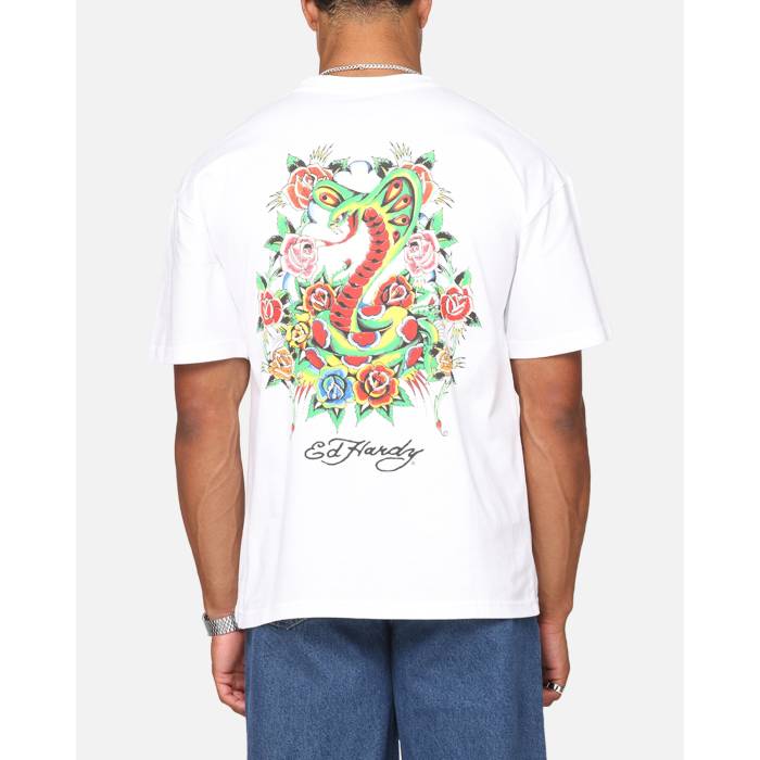 エドハーディー Ed Hardy 【 Serpent T-Shirt Mens White 】 Tシャツ メンズ 白色 ホワイト