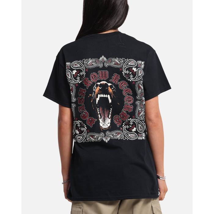 Deathrow Records 【 Doberman Bandana T-Shirt Womens Black 】 ティーシャツ レディース 黒いこと 黒いこと トップス-Tシャツ・カットソー-レディースファッション