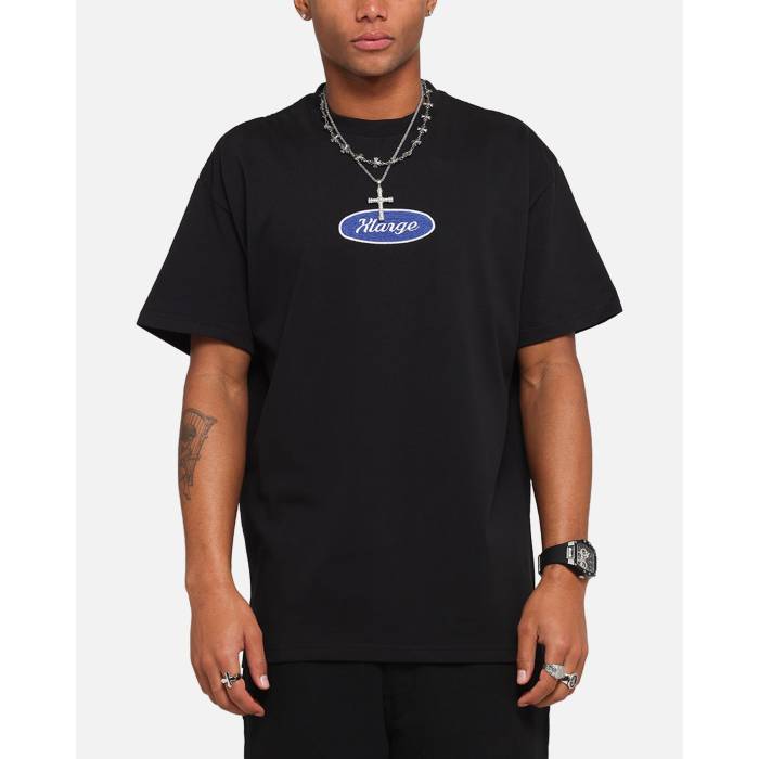 X-Large 【 Oval Script T-Shirt Mens Black 】 脚本 プルオーバー メンズ 黒いこと 黒いこと