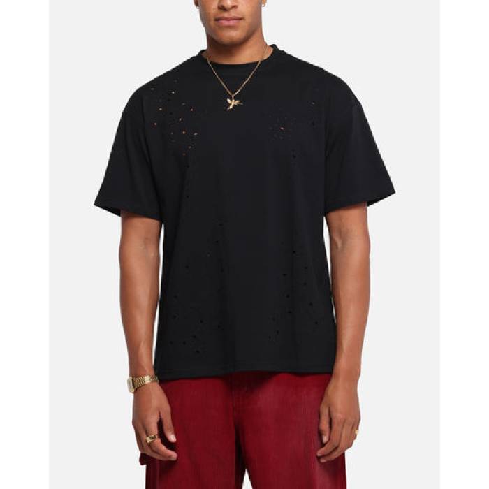 Xxiii 【 Distressed T-Shirt Mens Black 】 プルオーバー メンズ 黒いこと 黒いこと