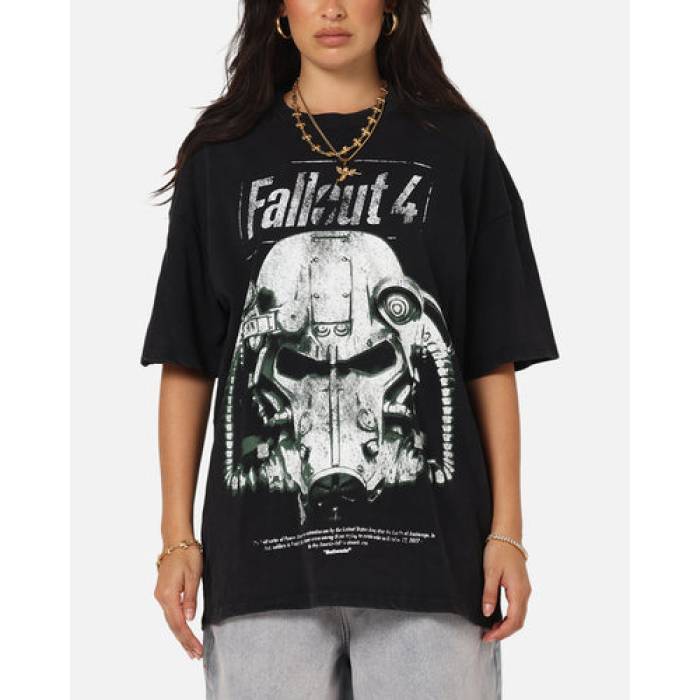 73Studio 【 X Fallout \u002715 Fallout 4 Vintage T-Shirt Womens Black Acidwash 】 vintage ビンテージ・ヴィンテージ プルオーバー レディース 黒いこと 黒いこと