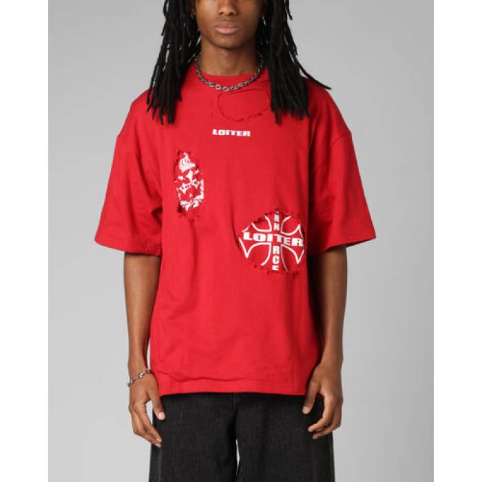 Loiter 【 Destruction T-Shirt Mens Red 】 プルオーバー メンズ Red 赤・赤いこと