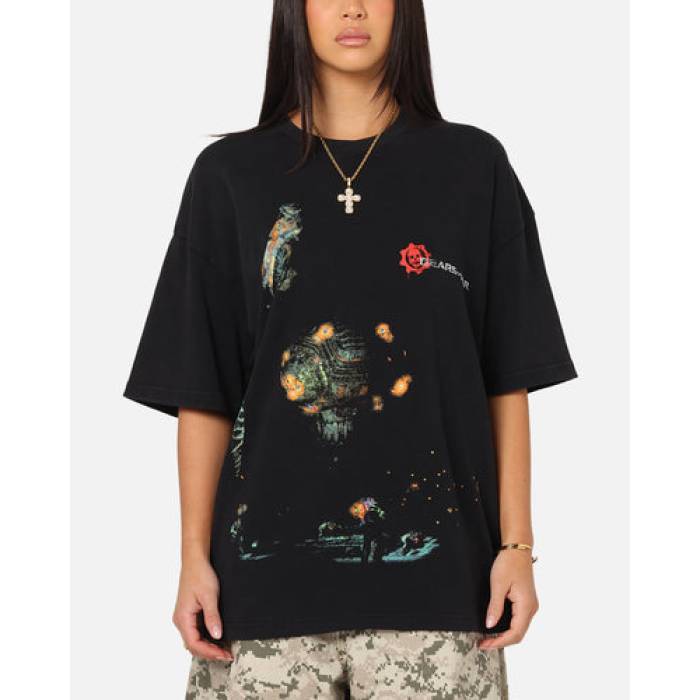 73Studio 【 X Gears Of War \u002706 Mad World Vintage T-Shirt Womens Black Acidwash 】 vintage ビンテージ・ヴィンテージ プルオーバー レディース 黒いこと 黒いこと