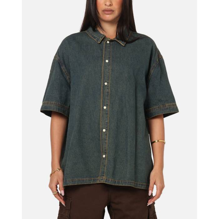 Saint Morta 【 Gothic Noir Button Up Shirt Womens Light Blue 】 レディース 青色 ブルー
