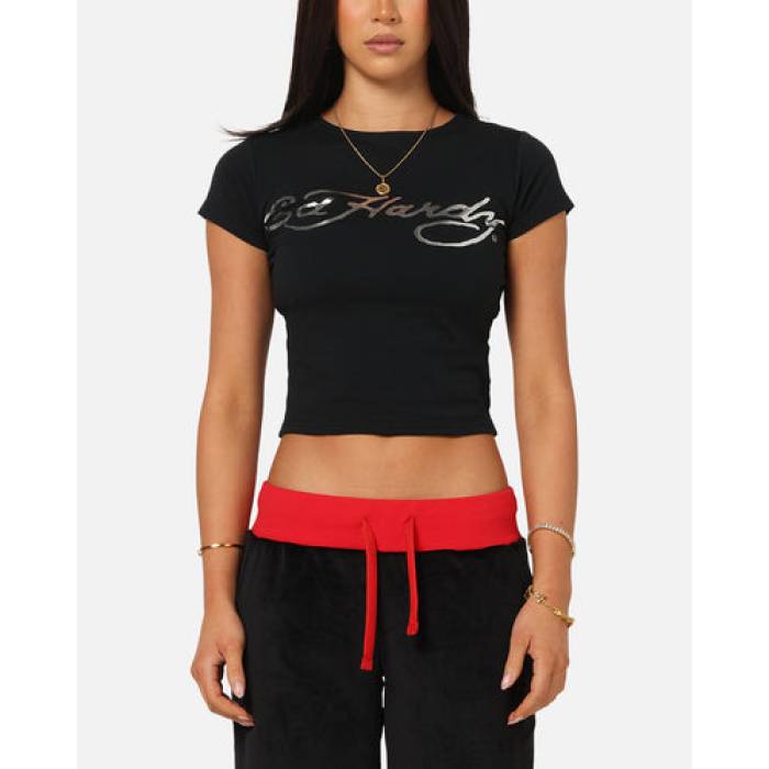 エドハーディー Ed Hardy 【 Chrome Baby T-Shirt Womens Black 】 プルオーバー レディース 黒いこと 黒いこと