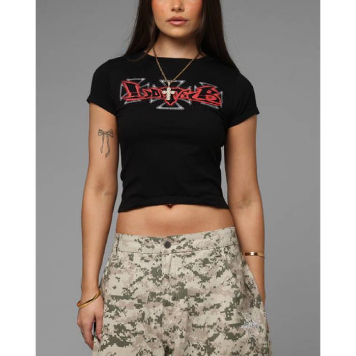 Loiter 【 Holy Fire Crop T-Shirt Womens Black 】 火の手 Crop クロップ プルオーバー レディース 黒いこと 黒いこと