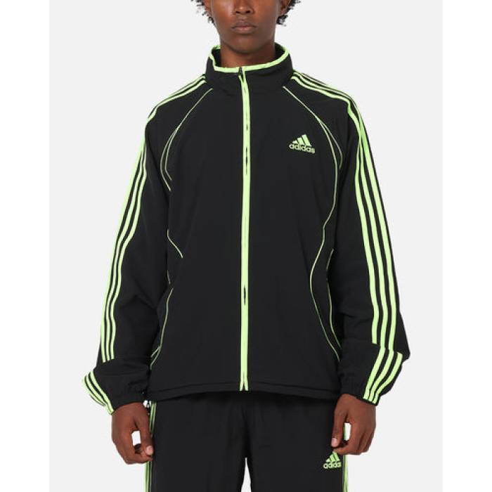 アディダス Adidas 【 Teamgeist Adicolor Track Jacket Mens Black/Green 】 貨物自動車 Jacket 上衣 メンズ 黒いこと 黒いこと green 緑・緑であること コート・ジャケット-メンズファッション
