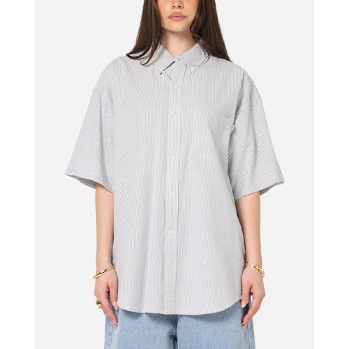 S Double 【 Stripe Button Up Shirt Womens Striped 】 Stripe ストライプ レディース