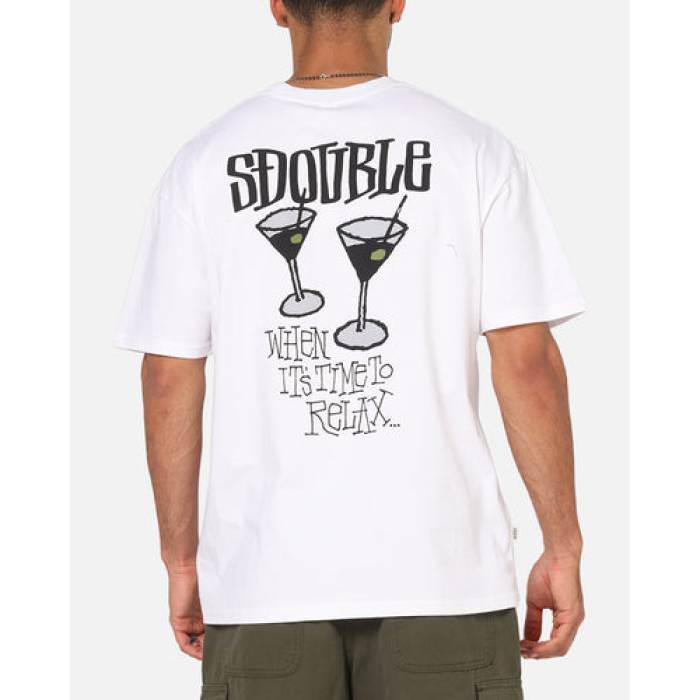 S Double 【 Time To Relax T-Shirt Mens White 】 一時停止 伸び伸びする プルオーバー メンズ 白いこと 白いこと