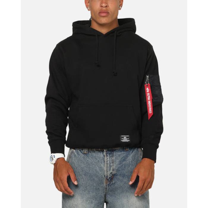 アルファインダストリーズ Alpha Industries 【 Utility Pocket Hoodie Mens Black 】 フーディー パーカー メンズ 黒色 ブラック
