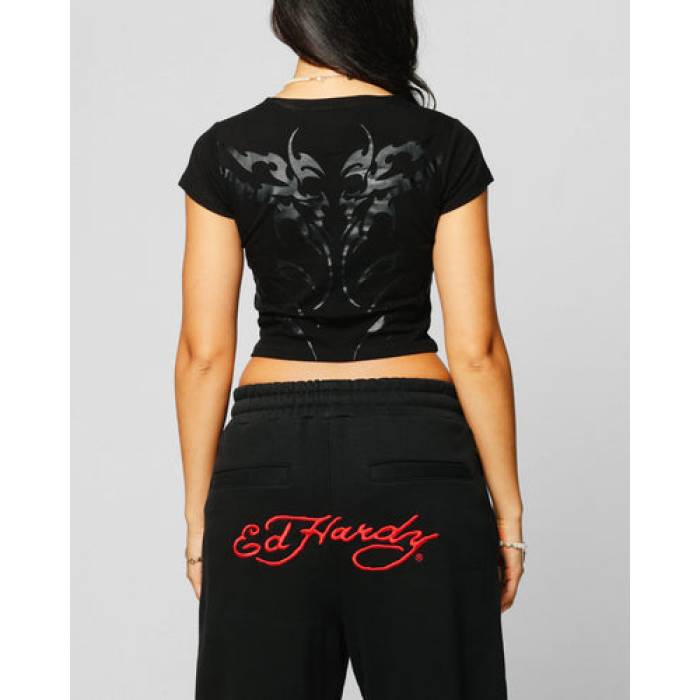 エドハーディー Ed Hardy 【 Techno Baby T-Shirt Womens Vintage Black 】 プルオーバー レディース vintage ビンテージ・ヴィンテージ 黒いこと 黒いこと
