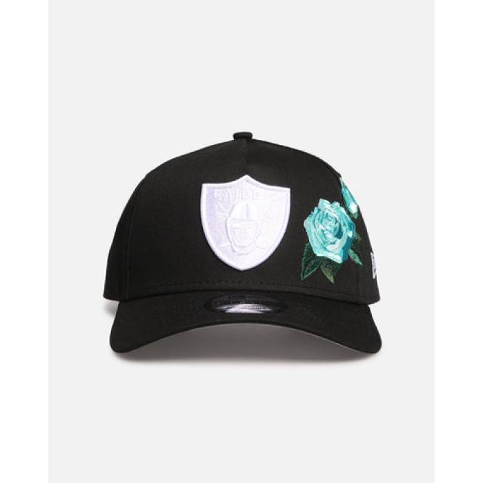 ニューエラ New Era 【 Las Vegas Raiders 'Aqua Rose Embroidery' 9Forty A-Frame Snapback Mens Black/Aqua 】 ベガス レイダース Rose ローズ Snapback スナップバック バッグ メンズ 黒色 ブラック アクア