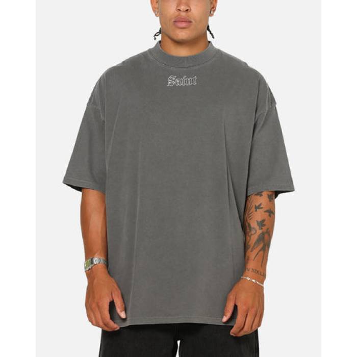 Saint Morta 【 Vigil Mock Neck T-Shirt Mens Washed Charcoal 】 プルオーバー メンズ 濃灰色