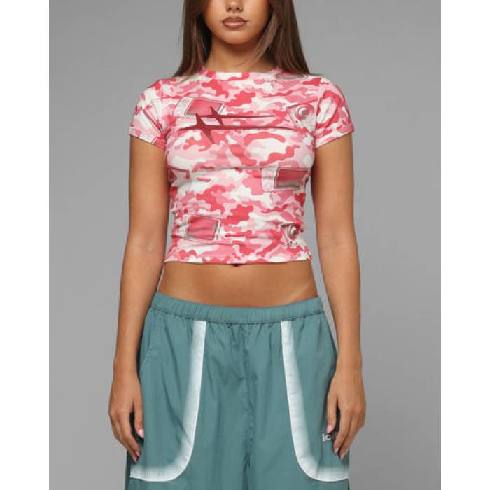 Loiter 【 Hybrid Baby T-Shirt Womens Pink Camo 】 Hybrid 変わり種 プルオーバー レディース pink サクラ色 間鴨柄