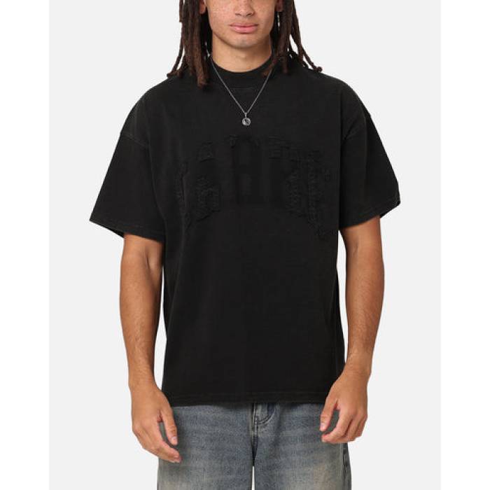 Carre 【 Con-Star Oversized T-Shirt Mens Washed Black 】 プルオーバー メンズ 黒いこと 黒いこと