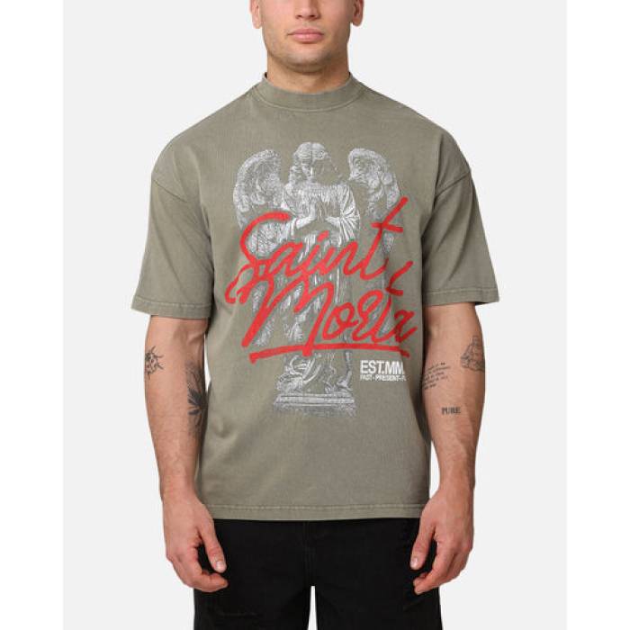 Saint Morta 【 Forever Mock Neck T-Shirt Mens Vintage Khaki 】 Tシャツ メンズ vintage ビンテージ・ヴィンテージ カーキ