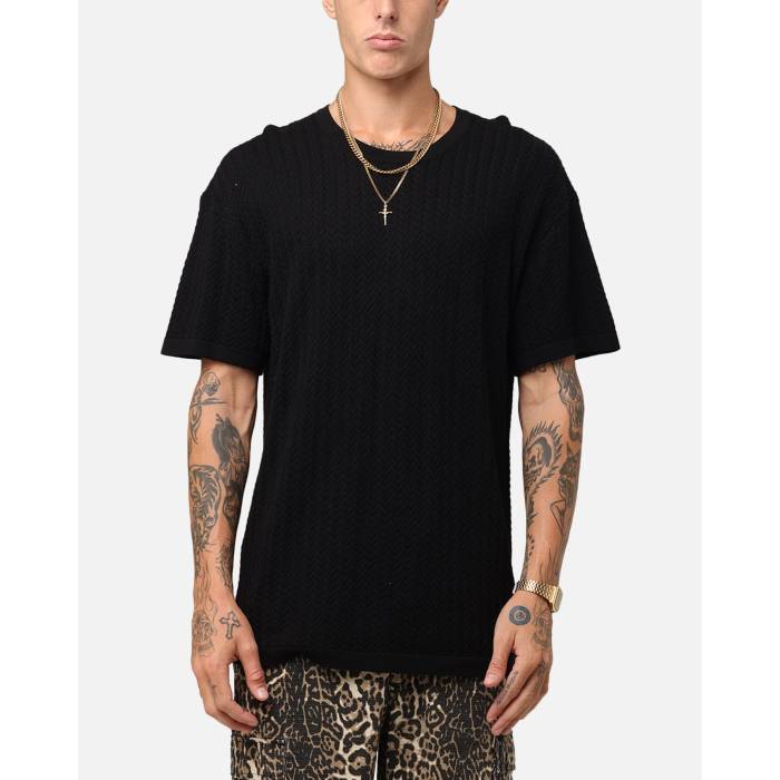 Xxiii 【 Hampton Knit T-Shirt Mens Black 】 編み物 プルオーバー メンズ 黒いこと 黒いこと