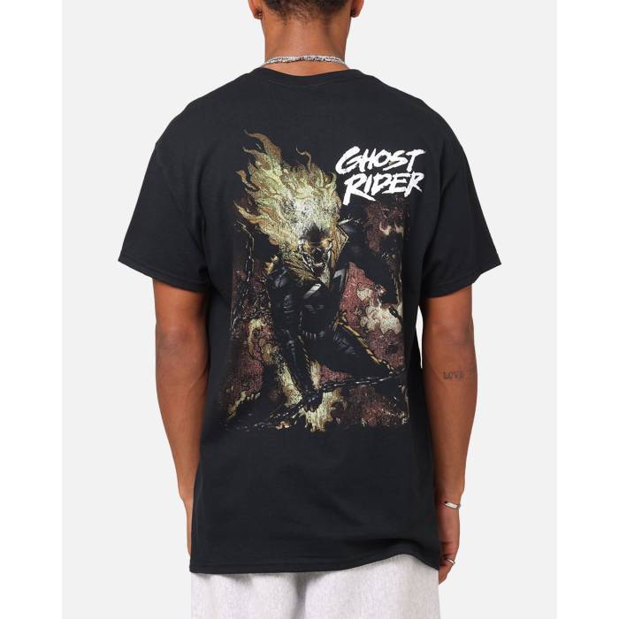 Goat Crew 【 Marvel Ghost Rider Fire T-Shirt Mens Black 】 火の手 ティーシャツ メンズ 黒いこと 黒いこと