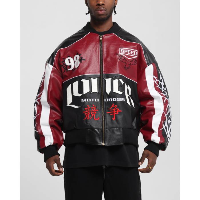 Loiter 【 Tokyo Drift Vegan Leather Jacket Mens Red 】 レザー Jacket ジャケット メンズ Red 赤・レッド