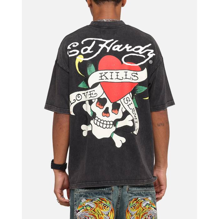エドハーディー Ed Hardy 【 Love Kills Oversized T-Shirt Mens Black 】 プルオーバー メンズ 黒いこと 黒いこと