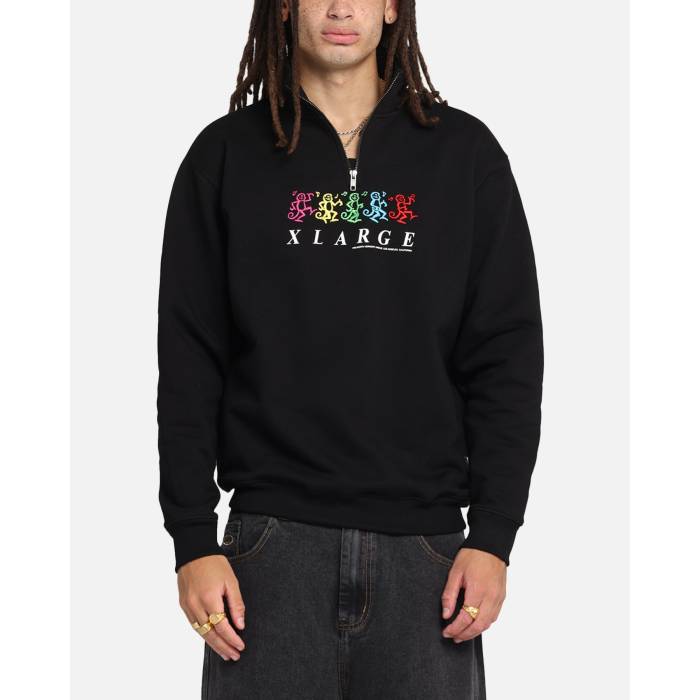 X-Large 【 Funky Quarter Zip Crewneck Mens Black 】 メンズ 黒色 ブラック