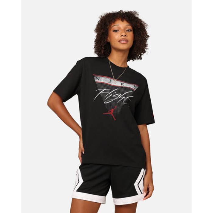 ナイキ ジョーダン Jordan 【 Flight Heritage Graphic T-Shirt Black/Gym Red Womens Black/ Gym Red 】 Flight フライト グラフィック Tシャツ Red 赤・レッド レディース 黒色 ブラック Red 赤・レッド|スニケス