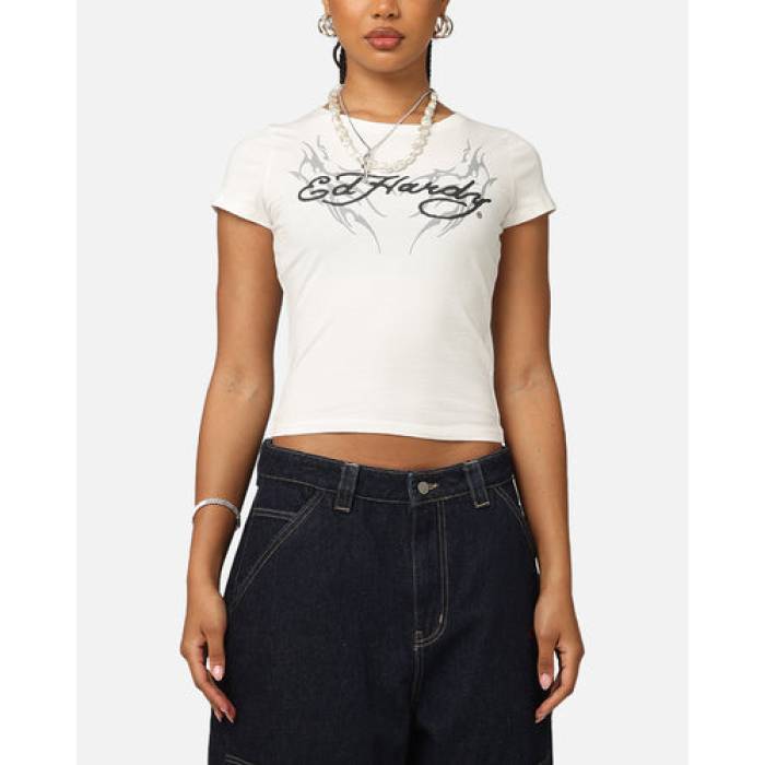エドハーディー Ed Hardy 【 Tribal Baby T-Shirt Womens White 】 プルオーバー レディース 白いこと 白いこと