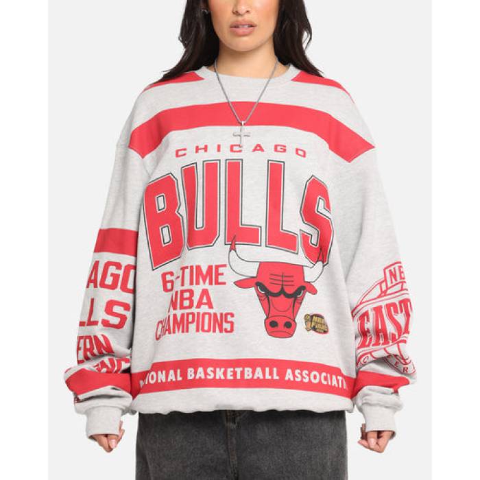 ミッチェル\u0026ネス Mitchell \u0026 Ness 【 Chicago Bulls Letterform Crewneck /Official Team Color Womens Grey Marle 】 風の強い町 ブルズ Team 野球クラブ レディース 薄墨色 薄墨色