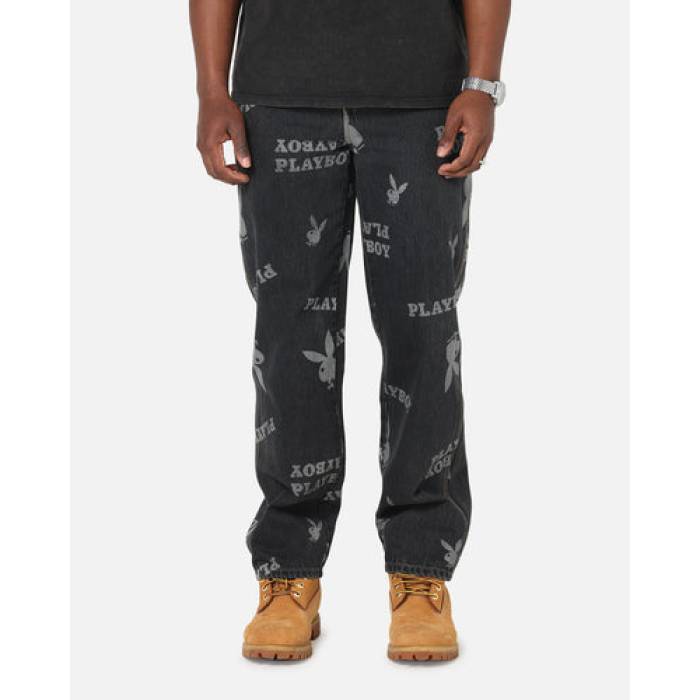 Playboy 【 Mess Denim Jeans Mens Washed Black 】 デニム ジーンズ メンズ 黒色 ブラック