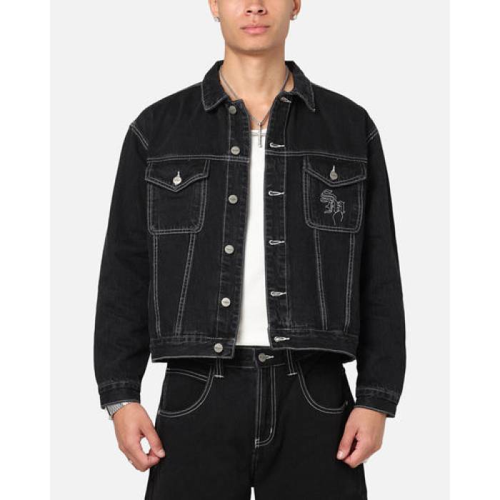 Saint Morta 【 Fray Trucker Denim Jacket Mens Contrast Black 】 トラッカー デニム Jacket ジャケット メンズ 黒色 ブラック