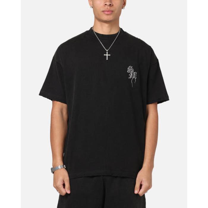 Saint Morta 【 Fray Boxy T-Shirt Mens Vintage Black 】 Tシャツ メンズ vintage ビンテージ・ヴィンテージ 黒色 ブラック|スニケス