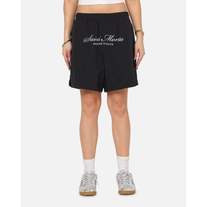 Saint Morta 【 Saint Studios Logo Nylon Shorts Womens Black 】 ロゴタイプ ナイロン さる股引き レディース 黒いこと 黒いこと