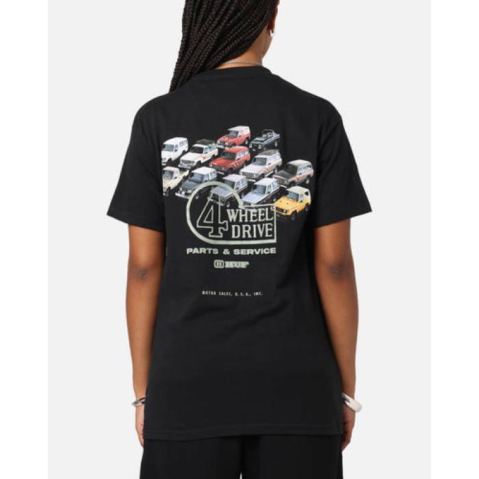 ハフ Huf 【 X Toyota Timeline T-Shirt Womens Black/White 】 Tシャツ レディース 黒色 ブラック 白色 ホワイト
