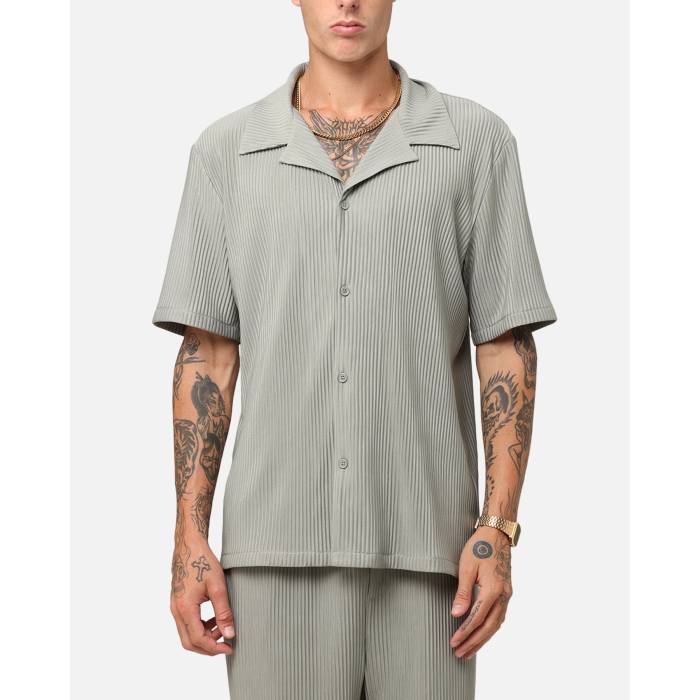 Xxiii 【 Pleated Button Up Shirt Mens Olive 】 メンズ olive オリーブ