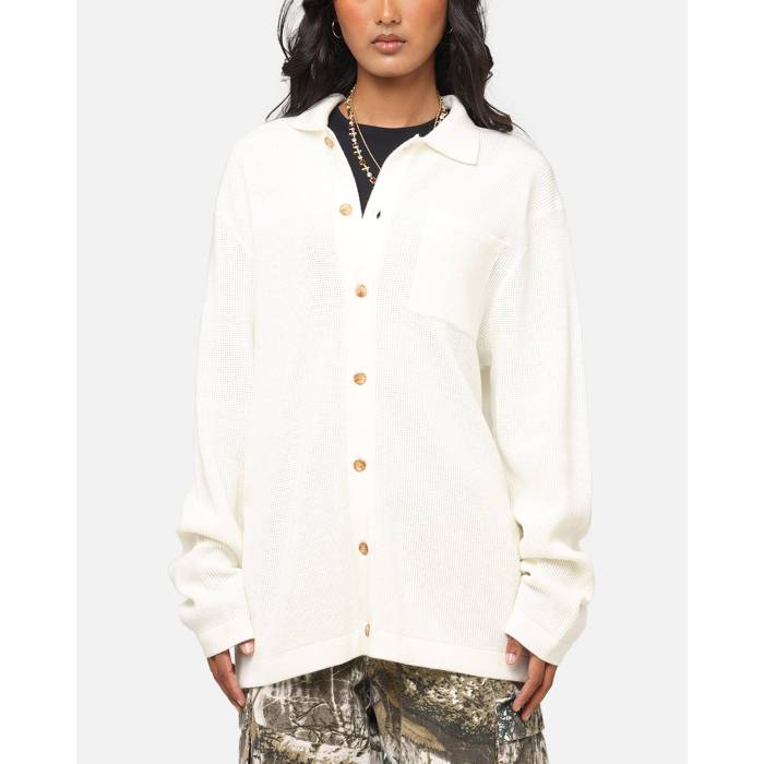 Xxiii 【 Zyair Knit Rib Long Sleeve Button Up Shirt Womens Cream 】 ニット Sleeve スリーブ レディース クリーム 22,464円
