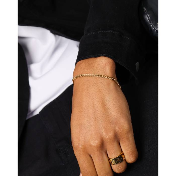 Saint Morta 【 3Mm Cuban Bracelet Mens Gold 】 キューバ共和国ン 腕輪 メンズ ゴールド
