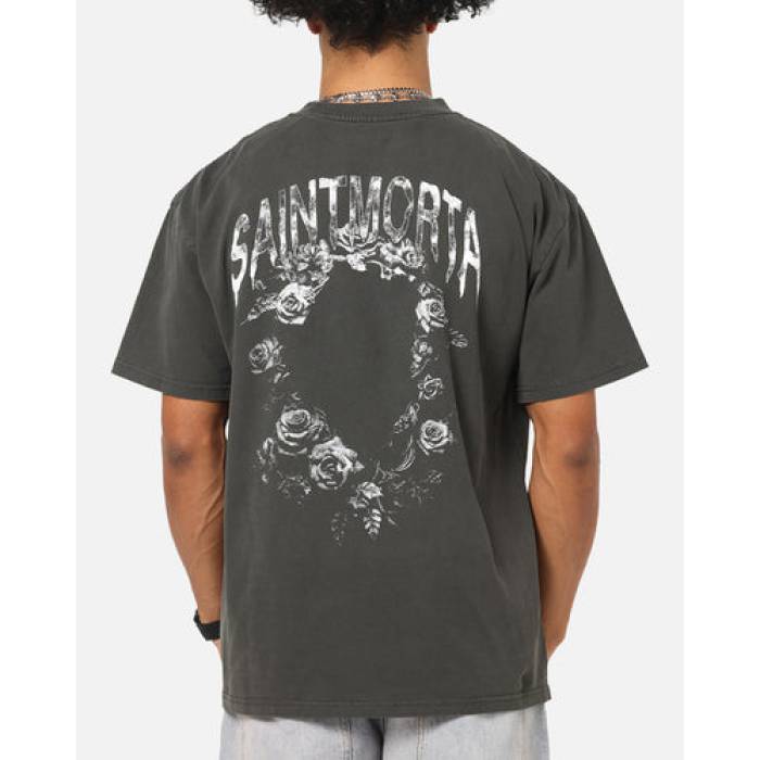 Saint Morta 【 Heartbreak Boxy T-Shirt Mens Black Wash 】 ティーシャツ メンズ 黒いこと 黒いこと