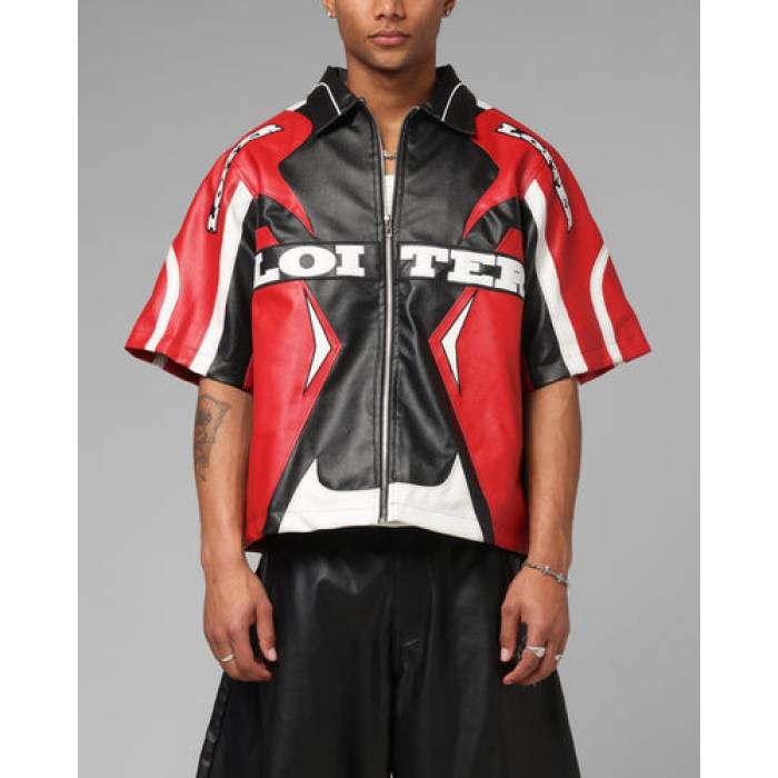 Loiter 【 Racer Vegan Leather Shirt Mens Red/Black 】 レザー メンズ Red 赤・レッド 黒色 ブラック