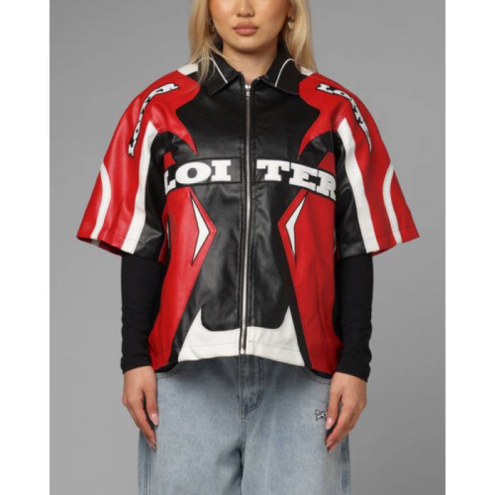 Loiter 【 Racer Vegan Leather Shirt Womens Red/Black 】 レザー レディース Red 赤・レッド 黒色 ブラック