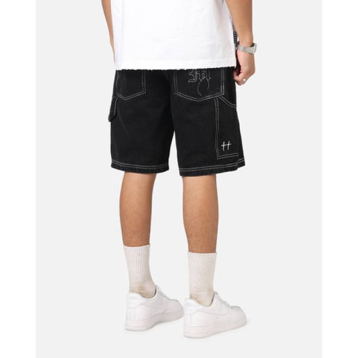 Saint Morta 【 Amplus Fray Carpenter Jort Shorts Mens Contrast Black 】 ショーツ メンズ 黒色 ブラック｜スニケス