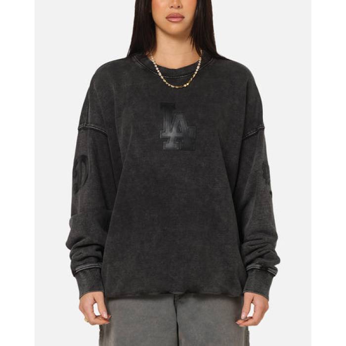 労働者階級標準尺度 Pro Standard 【 Los Angeles Dodgers \u0027Wash Vanguard\u0027 Fleece Crewneck Womens Washed Black 】 ドジャース フリース レディース 黒いこと 黒いこと