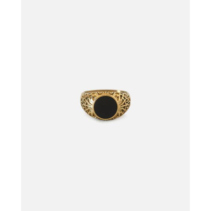 Saint Morta 【 Onyx Round Ring Mens Gold 】 メンズ ゴールド