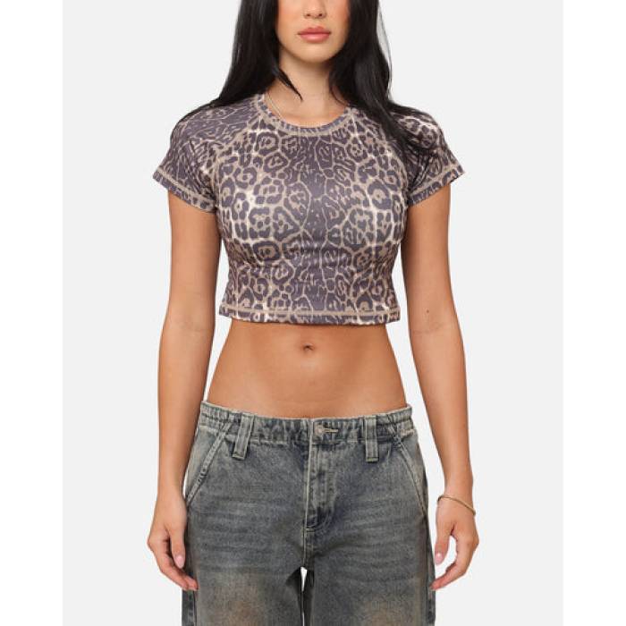 Xxiii 【 Boiler Room Crop T-Shirt Womens Leopard 】 Crop クロップ ティーシャツ レディース ヒョウ柄 レオパード