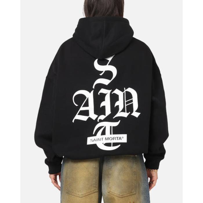 Saint Morta 【 Gothic Stack Boxy Hoodie Womens Black 】 フーディー パーカー レディース 黒色 ブラック